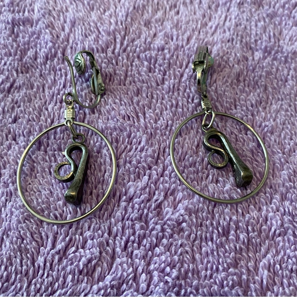 Handmade Horseshoe Nail Elegant Silver Hoop Earrings